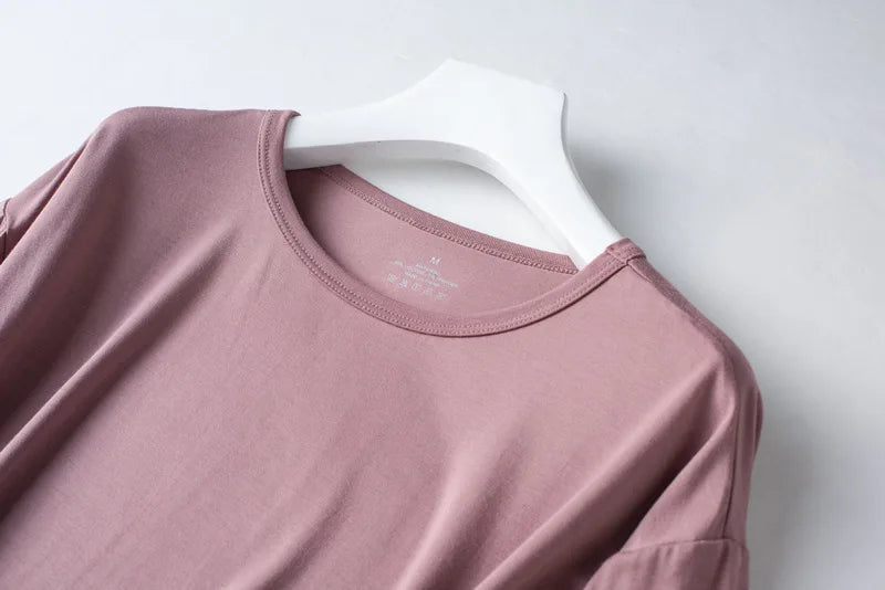 2026 Summer New Pajama Set Women's Modal Short Sleeve Shorts Two Piece Set Ladies Solid Loose Large T-shirt Homewear Women Shirt