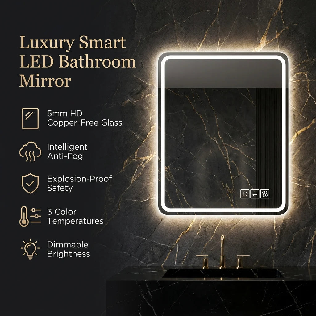 [US Stock] 36*36 Inch LED Bathroom Mirror With Anti-Explosion Glass Anti-Fog Features & Tri-Color Changing Accept Dropshipping
