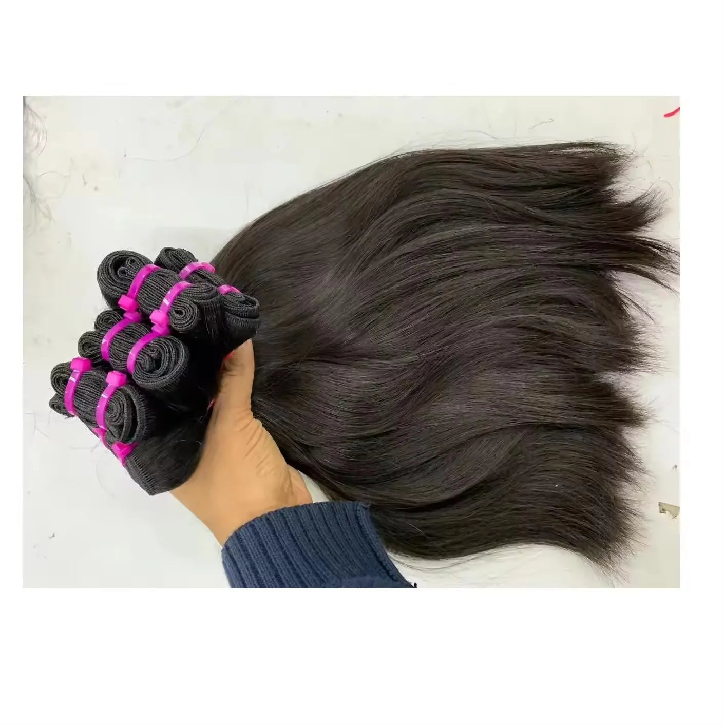Virgin Indian Remy Human Hair Bundles Straight & Natural Wave Black Wrap Style Ready to Ship