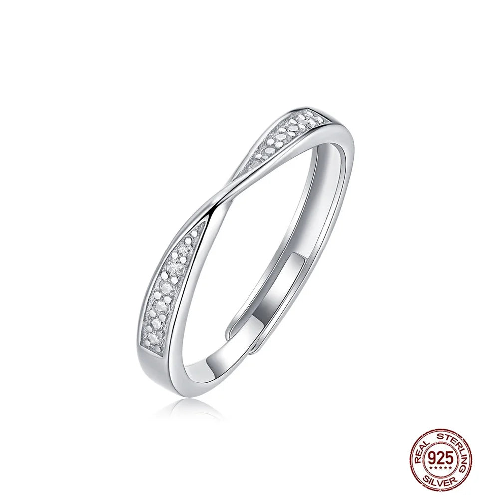 Trendy Fashion Real Pure 925 Sterling Silver Couple Rings for Propose Engagement Wedding Anniversary Jewelry Gift