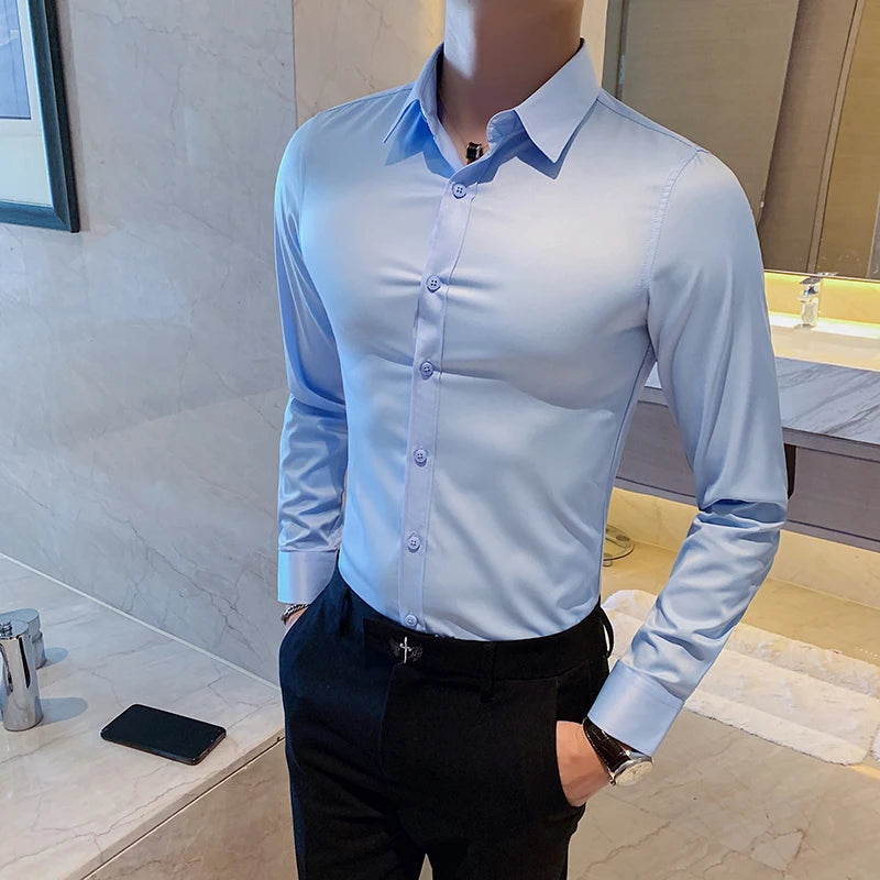 Camisas De Hombre Long Sleeve Shirts For Men Clothing 2026 Business Formal Wear Camisa Social Masculina Slim Fit Chemise Homme