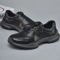 Men's Genuine Leather Casual Shoes Round Toe Lace-up Light Weight Spring Rubber Outsole EVA Midsole Mesh Lining