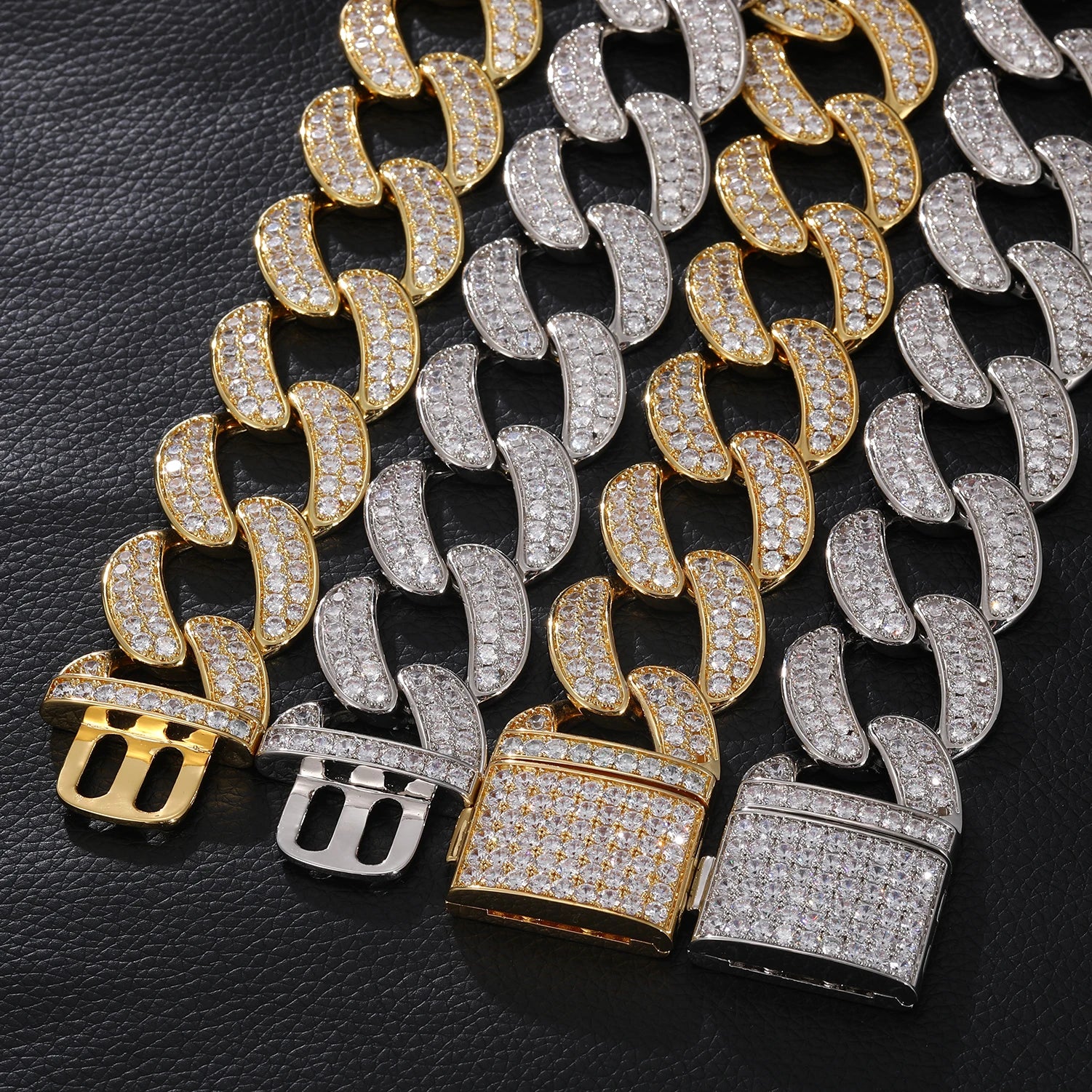 Miami Oversized 28mm Cuban Link Bracelet 18K Gold Plated Set with Zirconia Stylish and Trendy Design for Party Unisex
