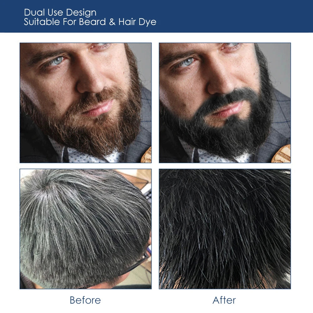 200ml Natural Long Lasting Permanent Black Beard Dye Shampoo For Men Beard Dying Removal White Gray Beard Hair