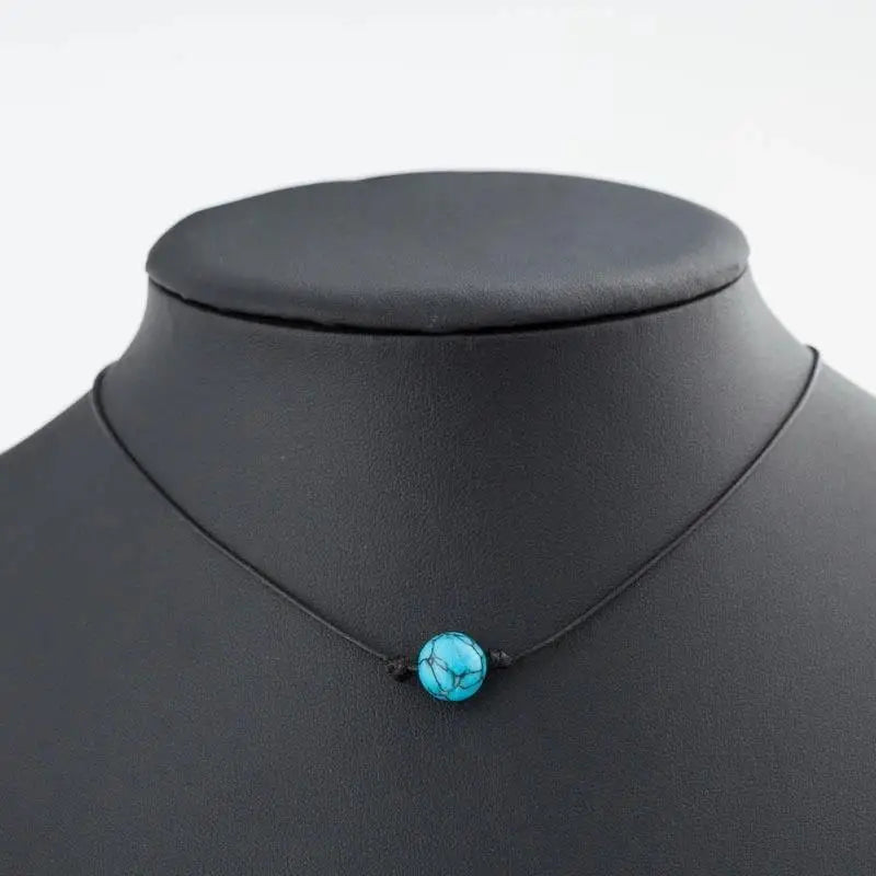 Fashion Green Blue Turquoises Pearl Charms Choker Necklace on Leather Cord for Women Men Handmade Jewelry Gifts