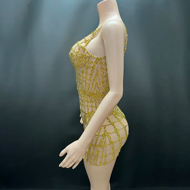 Novance Y4246 Clothing Vendors for Women Sleeveless Mesh Club Dress Sexy With Sequin Stunning Dress for Birthday Party