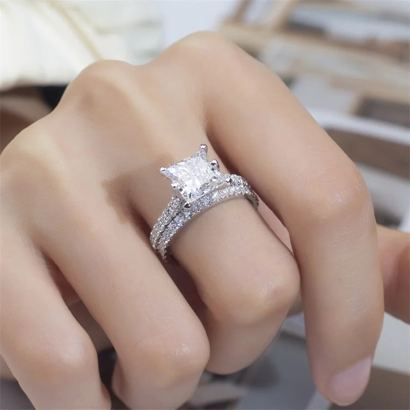 IGI 14K 18K  CVD High Quality Princess Cut Lab Grown Diamond Couple & Stackable Rings Wedding Jewelry Ring