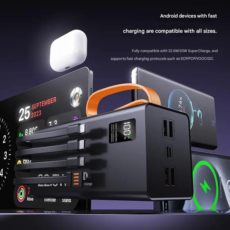 New High Capacity Power Bank 60000mAh Fast Charging 22.5W Double USB & Micro USB LED Display Portable Charger for Outdoor Use