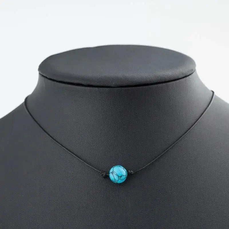 Fashion Green Blue Turquoises Pearl Charms Choker Necklace on Leather Cord for Women Men Handmade Jewelry Gifts