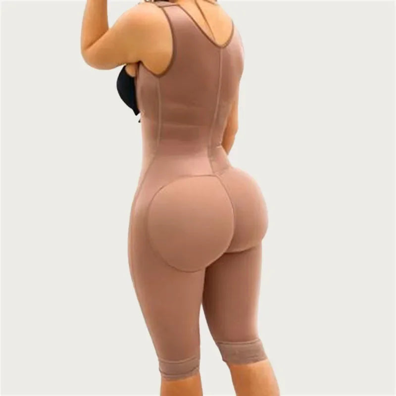 1pcs Logo Sleeveless Knee Length Shapewear Braless Wide Shoulder Straps Butt-Lifting Bodysuit for Women Tummy Control