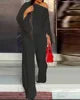 Boutique Wholesale 2026 Autumn New Fashionable Casual Shirt Cotton Wide Leg Pants Women's Set