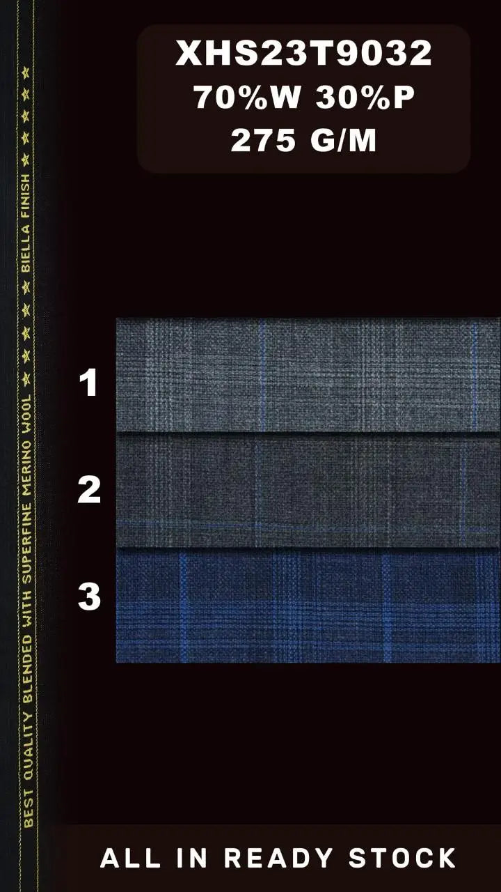Luxury STOCK Worsted Merino Wool Suiting Fabric Blend Woven Wool/Polyester Fabric for Men Suits