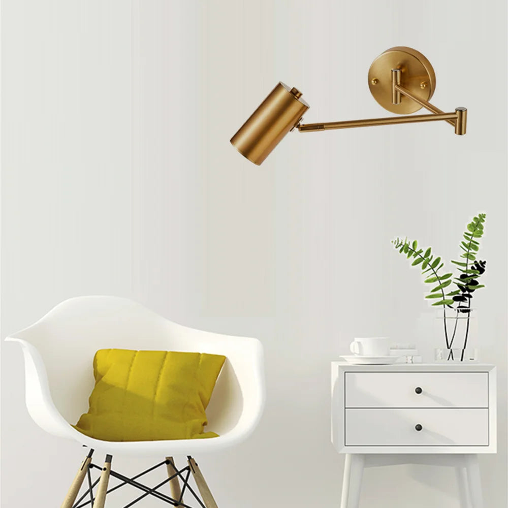 Modern Adjustable Swing Long Arm LED Wall Lamps Touch Sensor Internal Wall Washer Household Bedside Switch Decor Sconce Lights