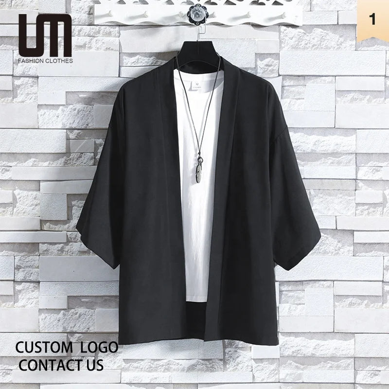 Liu Ming Custom Logo Printed 2024 Trending Summer Men Clothing Solid Color Couple Loose Cloak Shirts