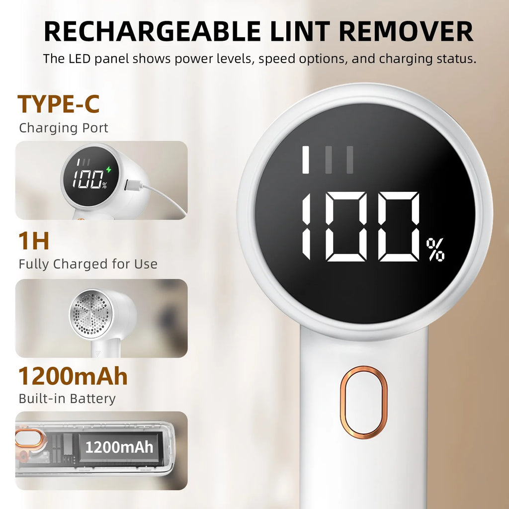 Portable Mini Electric Pellets Lint Sweater Fuzz Remover Handheld Rechargeable Fabric Remover Digital LED Display for Clothes