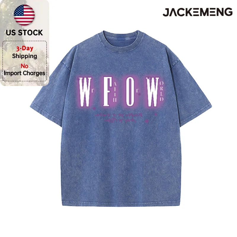 Oversized Vintage Retro Neon Letter Streetwear Print Tshirt USA Stock Wholesale Y2K Casual Tee