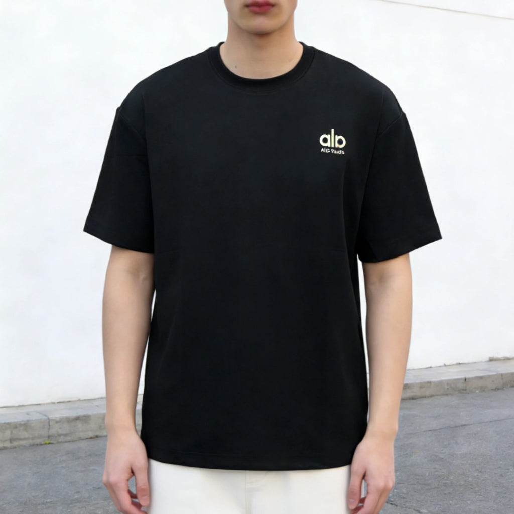 High Quality Men's Casual Knitted Polyester/Cotton 200GSM Loose Short Sleeve O-Neck Letter Custom Embroidery Anti-Wrinkle