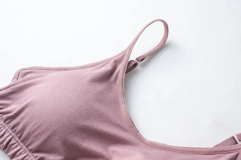 Spring/Summer Ladies Pajamas Sling + Shorts Modal With Chest Pad Solid Color Homewear Set Pajamas Sleepwear Lingerie