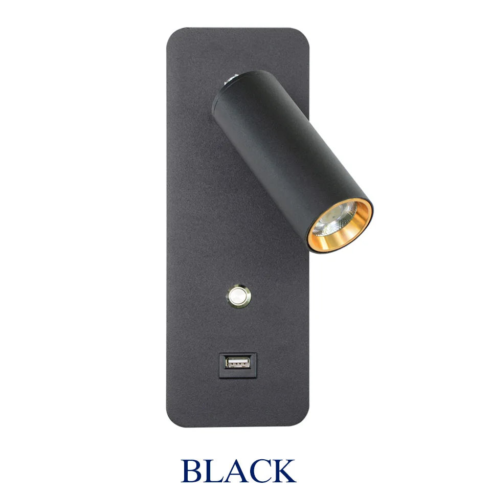Indoor LED Wall Lamp 7W with USB Charge Wall Lamp Bedroom Living Room Nordic Modern Wall Light Aisle with Switch Wall Sconce