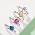 Sliver 925 High Quality 1CT Round Shape Fancy Color Moissanite Classic Style Rings Engagement Wedding Jewelry Ring Birthday Gift