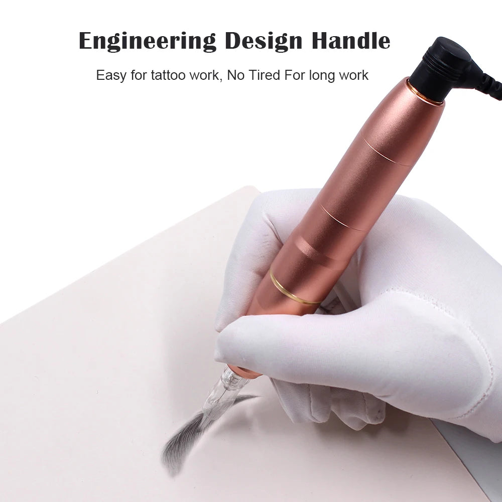 BIOMASER Newest Permanent Makeup Tattoo Machine 2 Head Rose Gold Microblading Pen Equipment 3D Microblading Tattoo Gun Set