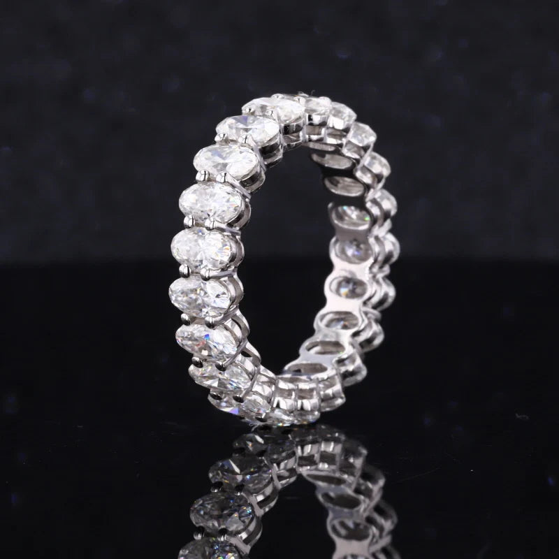 Starsgem Moissanite Y Diamante Anillo comfort Fit Band Rings Stargem Full Eternity Oval Moissanite Eternity Band