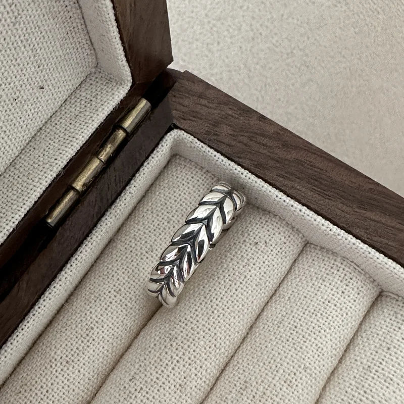 Vintage Wholesale Fine Jewelry 925 Silver Unique Adjustable Wheat Rings Fine Jewelry