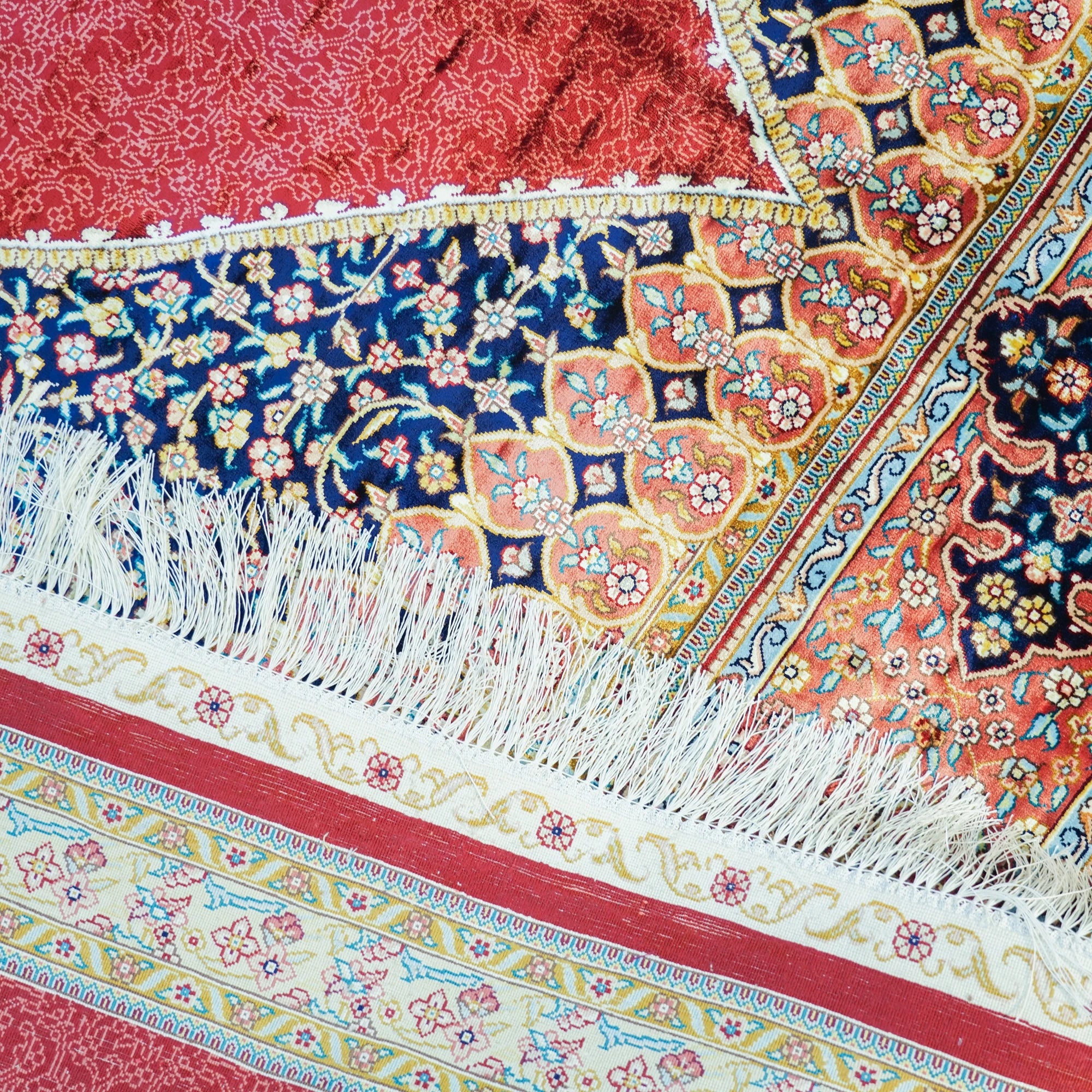 9x12ft Persian Red Hand Knotted Oriental Silk  Rugs Living Room Large Turkish Made in Turkey Silk Rug