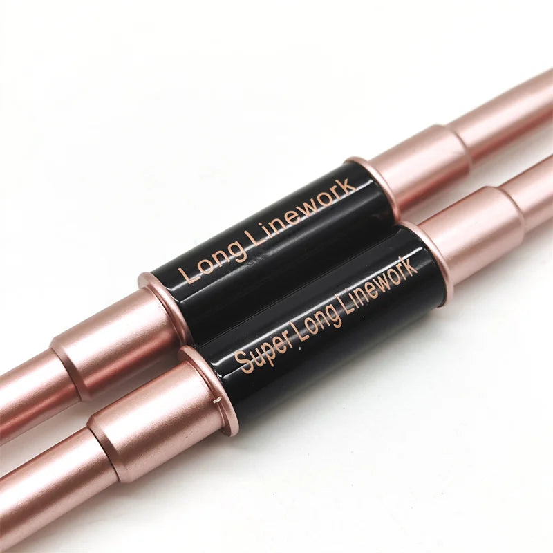 Dual-ended Super Long Nail Brush Professional Nail Tech Liner Work Brush Pen Black Metal Handle Liner Brush Nail Art Drawing