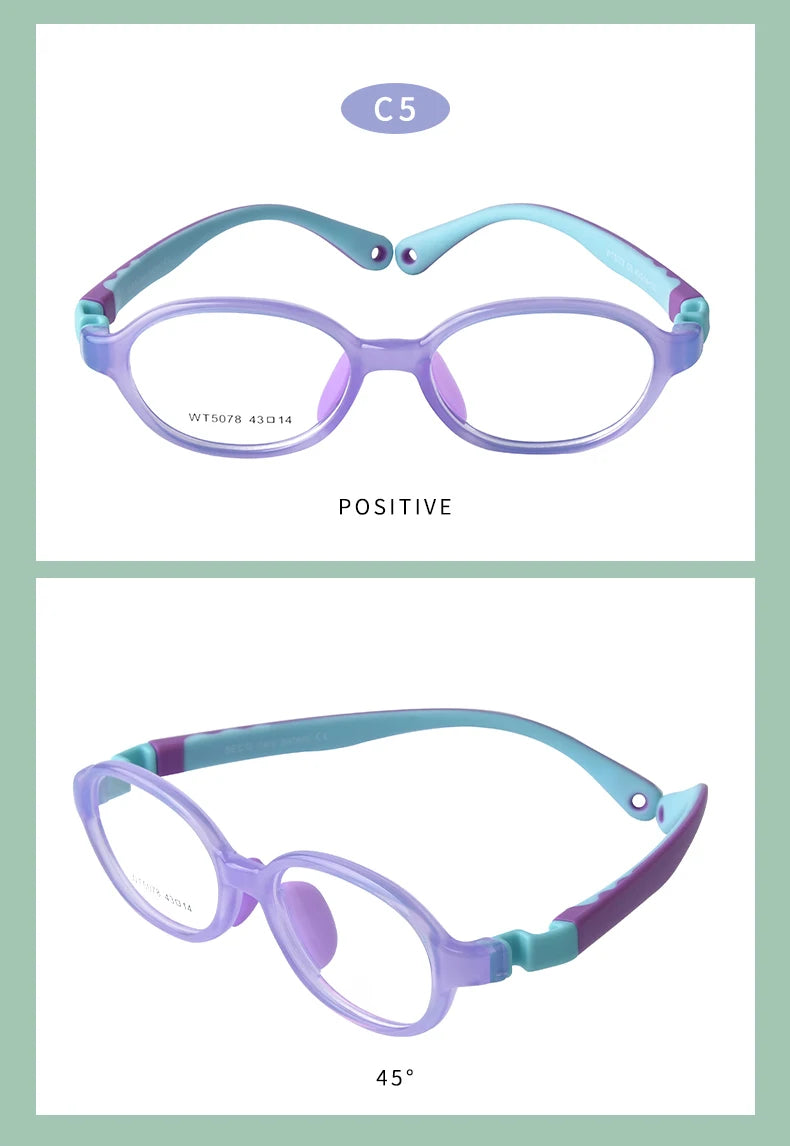 Secg Brand Children's Glasses Silicone Frames For Boys And Girls Students Super Light Comfortable Myopia Frames With Gasses