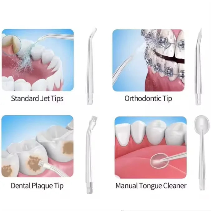 Portable Mini IPX7 Cordless  Water Dental Flosser for Teeth 3 Modes 4 Nozzle Tooth Cleaner Oral Irrigator Water Flosser