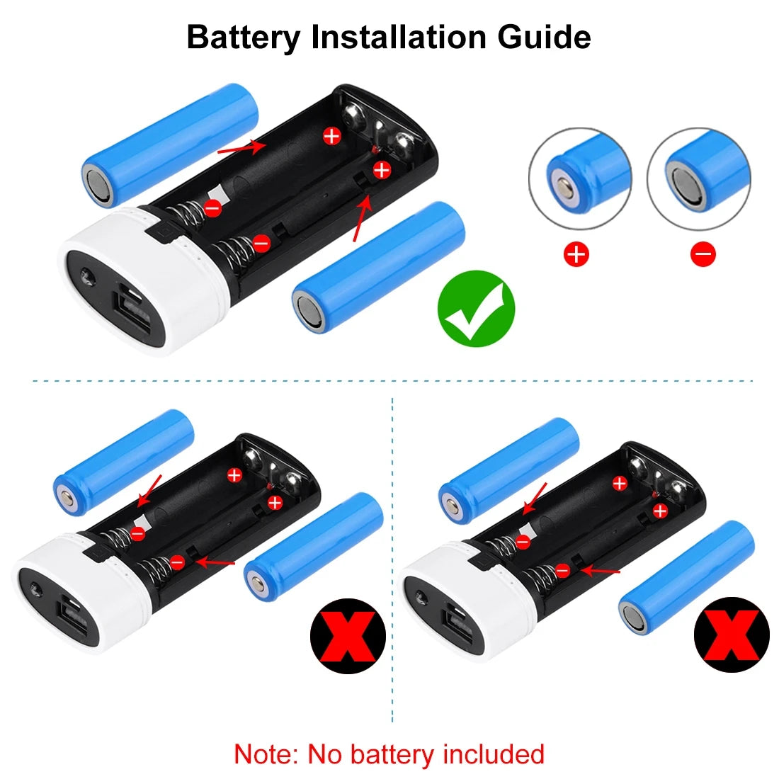Factory Direct Sale HAWEEL DIY 2x 18650 Battery (Not Included) 5600mAh Power Bank Shell Box with USB Output & Indicator(Black)