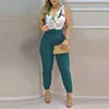XY1012 2022 New Arrivals V-neck High Waist Backless Printed Jumpsuit Women Summer Jumpsuits With Belt