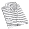 Men's Classic Stripe Satin Long Sleeve Shirt Breathable Business Office Dress for Autumn Season