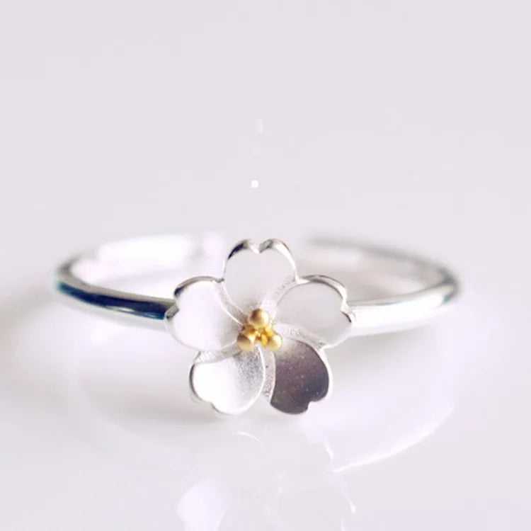 Wholesale Flower Gold Silver Plated Ring for Women Fashion Jewelry Adjustable Rings