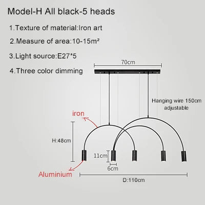 2021 New Restaurant Chandelier Light Luxury Nordic Dining Living Room Table Bar Minimalist Chandelier Simple Modern Light