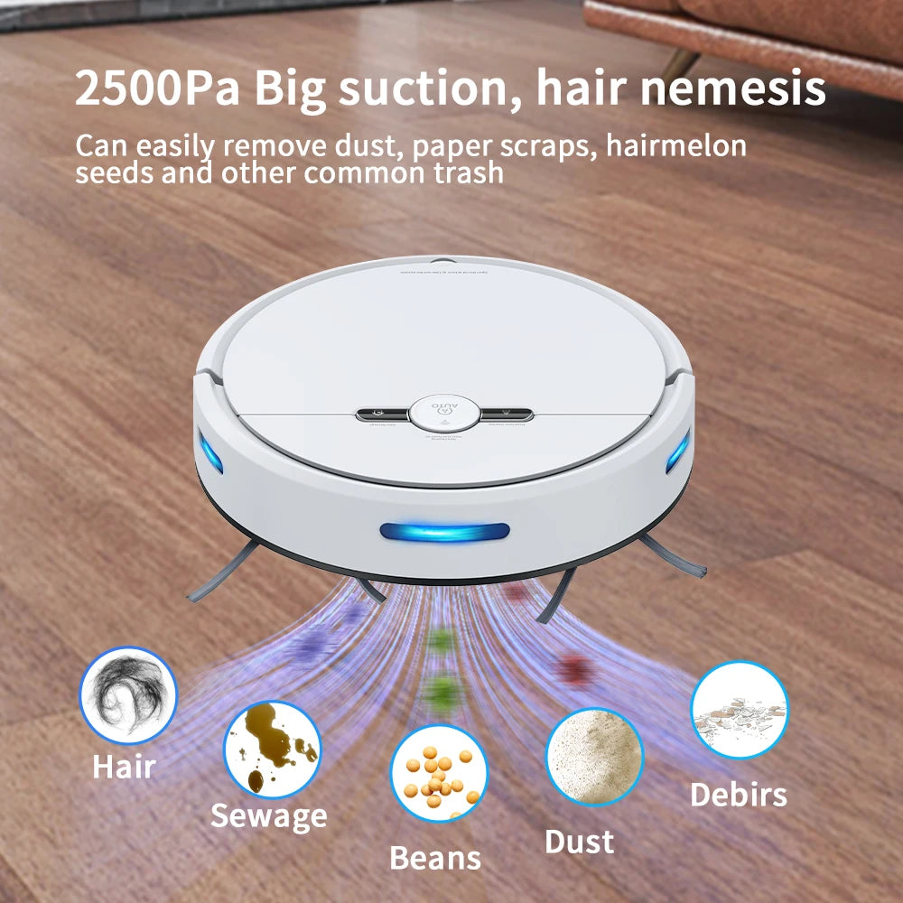 Alexa APP Wi-Fi Controlled Robot Vacuum Cleaner Gyroscope Navigation 2000Pa Strong Suction for Hard Floors Effective Dry Pet