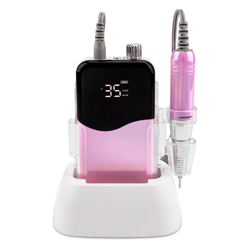 USA Market Popular Nail Beauty Art Strong Portable Mobile Smart Electric Hand Piece Carbon Brush Motor Nail Drill Machine