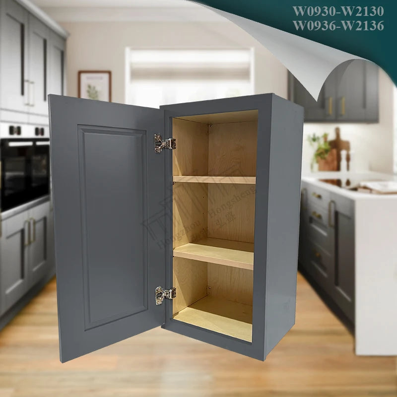 No MOQ Modern Framed RTA HDF Shaker Door W0930-W2130 W0936-W2136 Wall Upper Kitchen Cabinet Unit Soft Close for Building Project