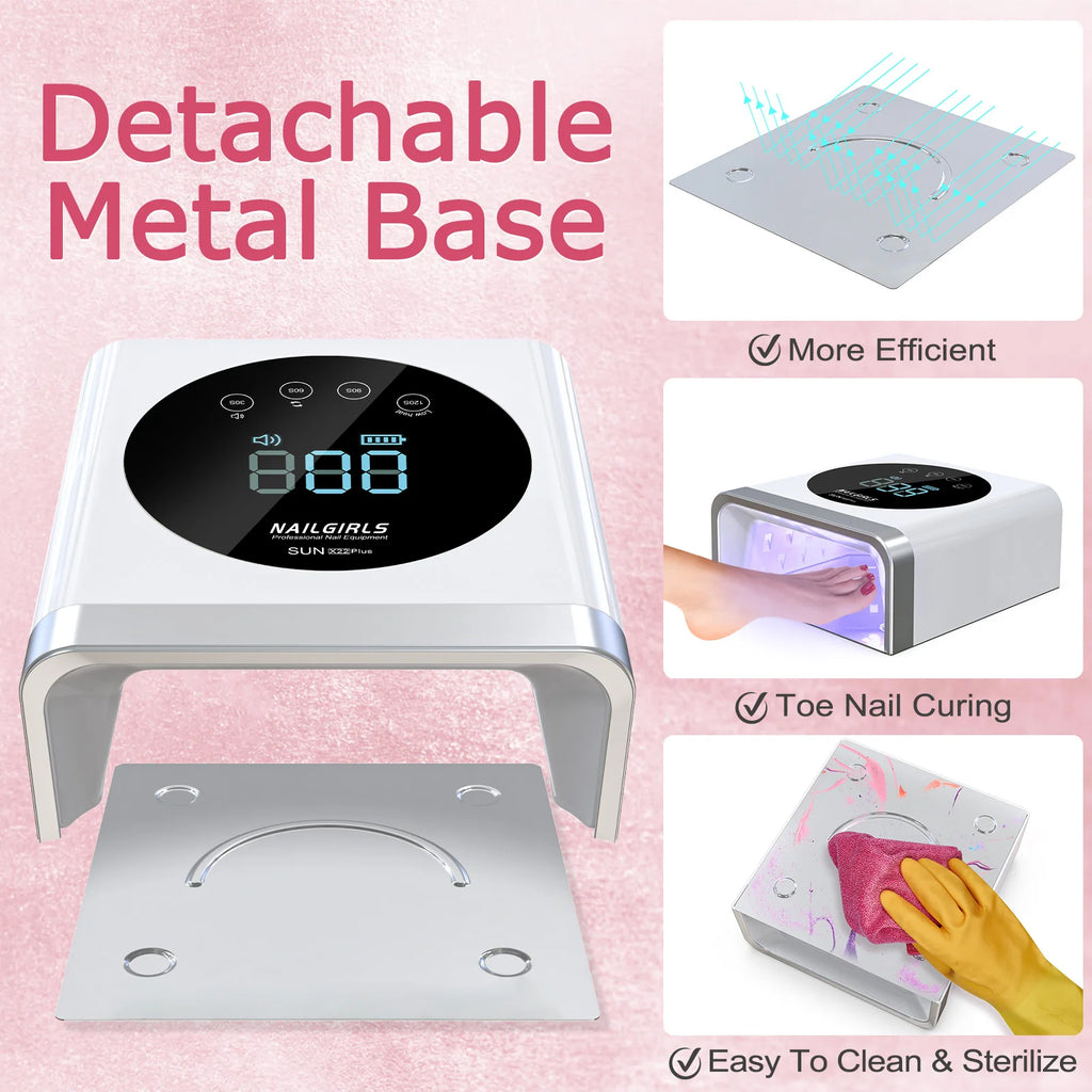 2024 New Arrival 72W Pro Cure Wireless Dual Light Rechargeable Cordless Uv Led Gel Dryer Nail Lamp for Salon Manicure