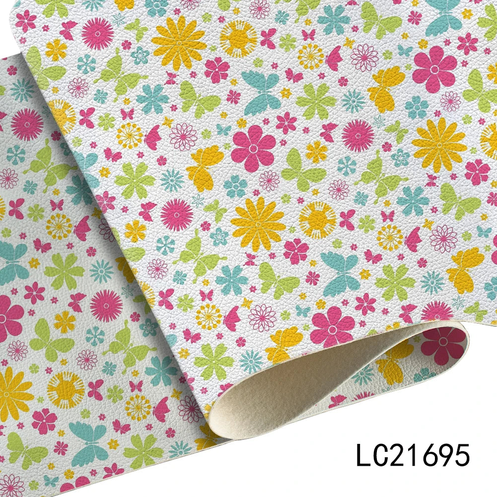 Easter Egg  Litchi Printed PU  Leather Faux Sheets Design  Festival Leather for Bags Hair Bow Shoes 30*136 cm