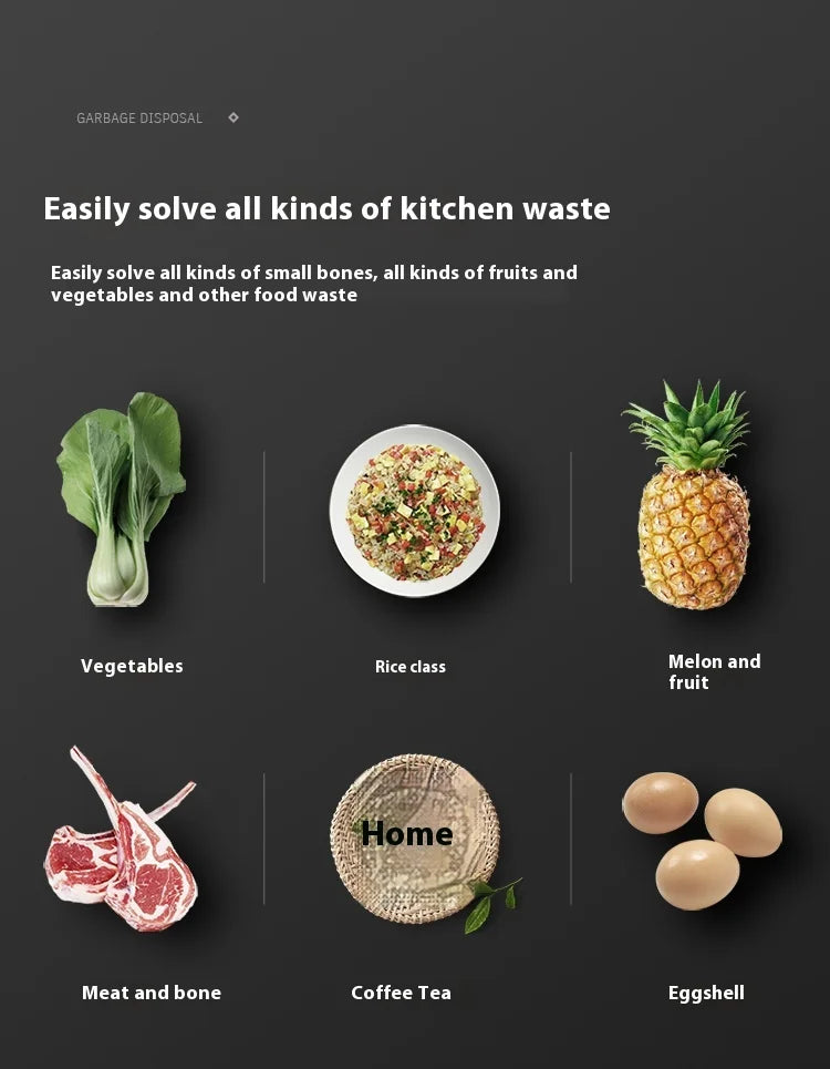 S55 Household Kitchen Garbage Disposal, Quiet And Efficient, Stainless Steel Material, Anti-Blocking Design High Efficiency