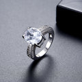 LUOTEEMI Fashion Jewelry Couple Wedding Rings One Oval Cut CZ Zircon Vintage CZ Engagement Rings