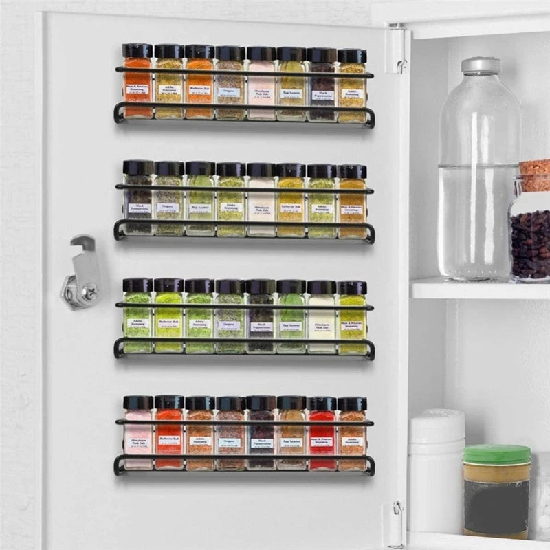 Kitchen Organizer Metal Hanging Spice Racks For Home Restaurant Wall-Mounted Seasoning Shelf Spice Jar Storage Rack Single Layer