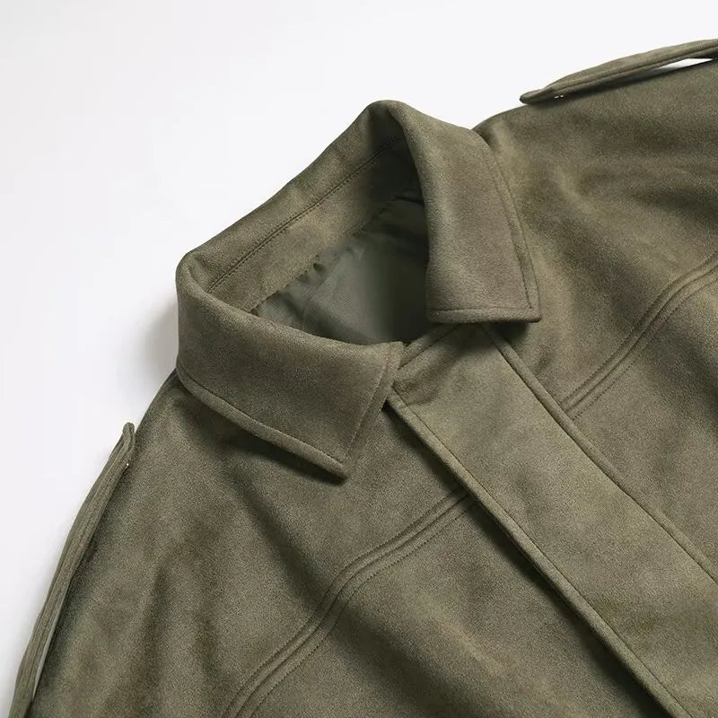 KAR&OT ZA 2025 Spring New Women's Retro Loose Fashion Casual Lapel Long Sleeve Jacket 4344155
