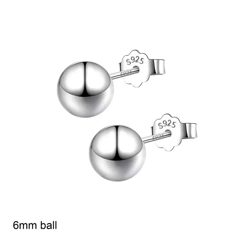 Lanshang Fine Stud Earrings 925 Sterling Silver Gold Plated Jewelry  for Women Men Tiny Ball Earrings