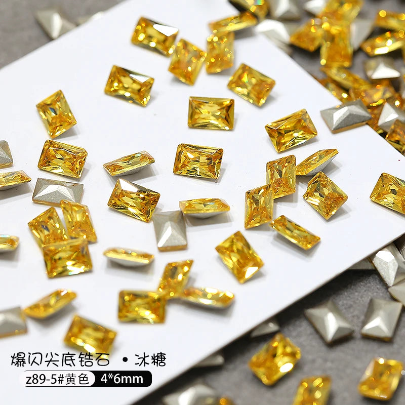 Z89 Glitter Shimmer High Quality Diamond Nail Jewelry Colorful 4*6mm Glass Crystal Nail Rhinestones Diy Nail Supplies