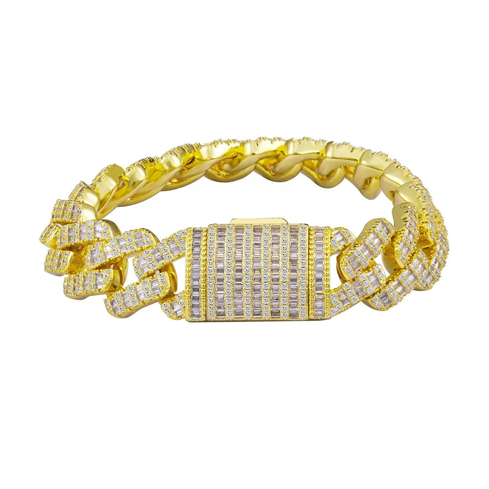 OUGEPHELI CZ Zircon Cubic Zirconia Gold Plated 925 Sterling Silver Cadena Cubana Hip Hop Necklace Jewelry Miami Cuban Link Chain