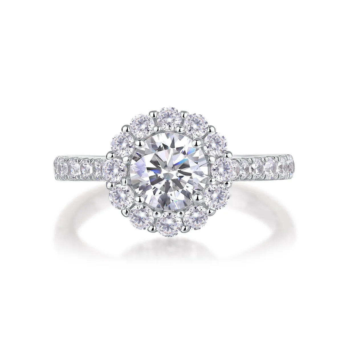 Fine Round Cut 1CT VVS1 GRA Moissanite Rings 925 Sterling Silver Rhodium Plated Women's Non Tarnish Jewelry with Certificate