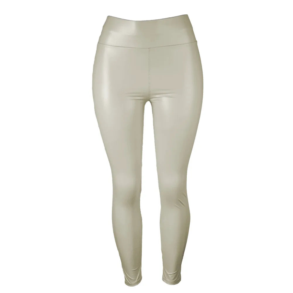 Outfits Women Pencil Pants PU Leather Leggings Thicken Winter Warm Skinny Pants Elastic High Waist Hip Push Up Latex Trousers
